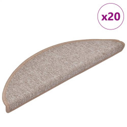 Tapetes de escada 20 peças 56x17x3 cm marrom claro semicircular