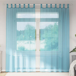Cortinas de voile com bolsos para varão 2 pcs turquesa