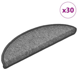 Tapetes de escada 30 peças 56x17x3 cm cinza escuro semicircular