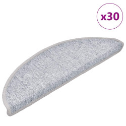 Tapetes de escada 30 peças 56x17x3 cm cinza claro semicircular