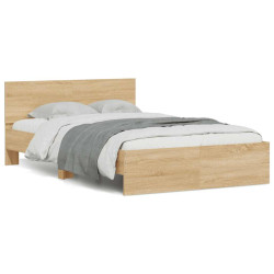 Estrutura cama c/ cabeceira/luzes LED 140x200cm carvalho sonoma