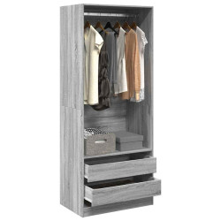 Roupeiro 80x50x200 cm derivados de madeira cinzento sonoma