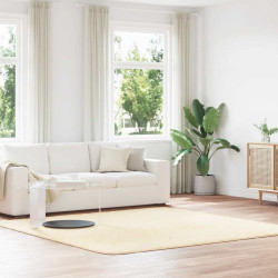Tapete shaggy de pelo alto navarra 240x240 cm poliéster creme