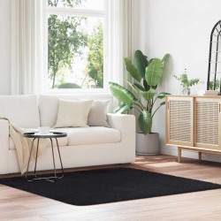 Tapete shaggy de pelo alto navarra 160x160 cm poliéster preto