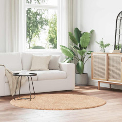 Tapete shaggy de pelo alto navarra 160x160 cm poliéster bege