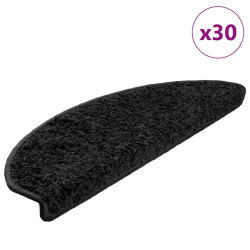 Tapetes de escada 30 peças 65x21x4 cm pretos semicirculares grandes