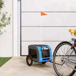 Reboque bicicleta p/ animais tecido oxford/ferro azul/cinza