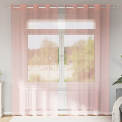 Cortinas de voile com ilhós 2 pcs rosa 140x245 cm