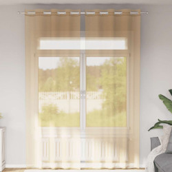 Cortinas de voile com ilhós 2 pcs areia