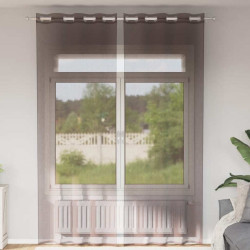 Cortinas de voile com ilhós 2 pcs castanho 140x300 cm