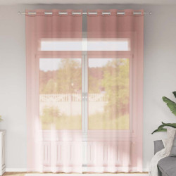 Cortinas de voile com ilhós 2 pcs rosa 140x300 cm