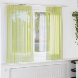 Cortinas de voile com bolsos para varão 2 pcs verde-maçã
