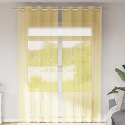 Cortinas de voile com ilhós 2 pcs amarelo