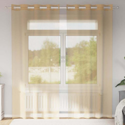 Cortinas de voile com ilhós 2 pcs areia