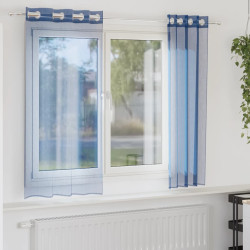 Cortinas de voile com ilhós 2 pcs azul real