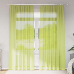 Cortinas de voile com bolsos para varão 2 pcs verde-maçã