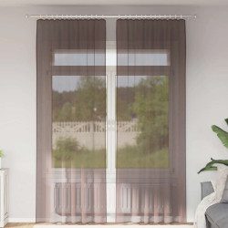 Cortinas de voile com aba 2 pcs castanho