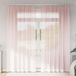 Cortinas de voile com bolsos para varão 2 pcs rosa-claro