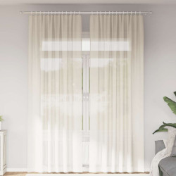 Cortinas de voile com bolsos para varão 2 pcs creme