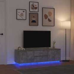 Móvel de TV com luzes LED 160,5x41x50 cm cinzento cimento