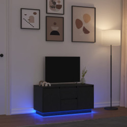 Móvel de TV com luzes LED 100x41x50 cm carvalho preto