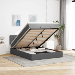 Cama otomana com colchão & leds 140x200 cm cinzento escuro