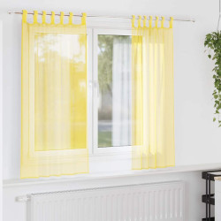 Cortinas de voile com laços 2 pcs amarelo 140x175 cm