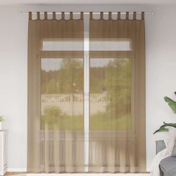 Cortinas de voile com laços 2 pcs castanho-claro 140x260 cm