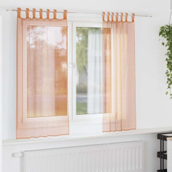 Cortinas de voile com laços 2 pcs terracota 140x175 cm