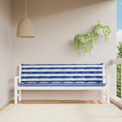 Almofadões p/ banco jardim 2 pcs 200x50x7 cm tecido azul/branco