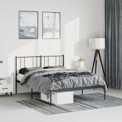 Estrutura de cama em metal com cabeceira 150x200 cm preto