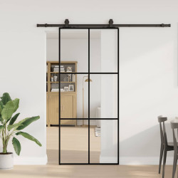Porta deslizante c/ conj. ferragens 90x205cm vidro esg preto