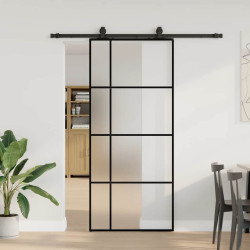 Porta deslizante c/ conj. ferragens 90x205cm vidro esg preto