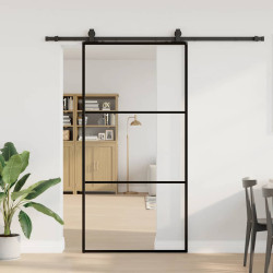 Porta deslizante c/ conj ferragens 102x205cm vidro esg preto