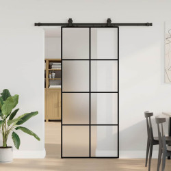 Porta deslizante c/ conj. ferragens 90x205cm vidro esg preto