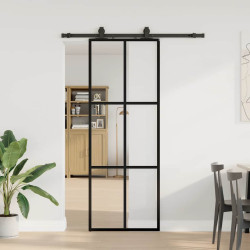 Porta deslizante c/ conj. ferragens 76x205cm vidro esg preto