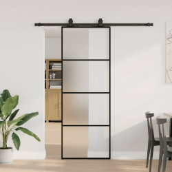 Porta deslizante c/ conj. ferragens 76x205cm vidro esg preto