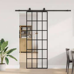 Porta deslizante c/ conj. ferragens 76x205cm vidro esg preto