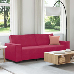 Sofá de 3 lugares veludo 220x78x84 cm vermelho tinto