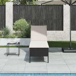 Espreguiçadeira com almofadão 55x200x44 cm vime PE preto