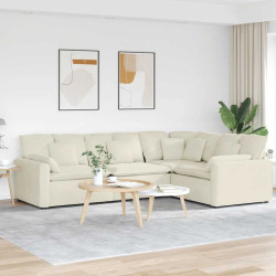 Sofá modular com almofadas veludo creme