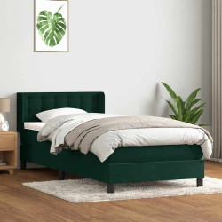 Cama com molas/colchão verde-escuro 80x220 cm veludo
