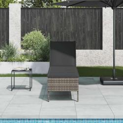 Espreguiçadeira com almofadão 55x200x44cm vime PE cinzento