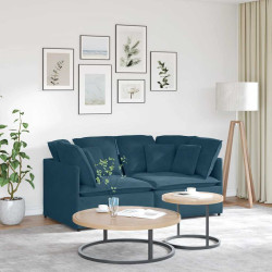 Sofá modular com almofadas veludo azul