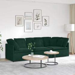 Sofá modular com almofadas veludo verde-escuro