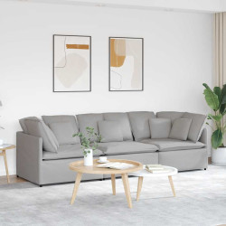 Sofá modular com almofadas tecido cinzento nublado