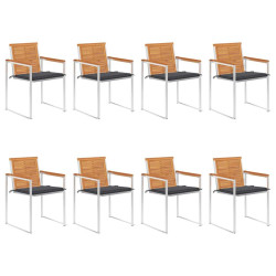 Cadeiras de jardim 8 pcs c/ almofadões madeira de acácia maciça