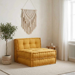 Unidade de sofá modular 70x70x36 cm tecido amarelo