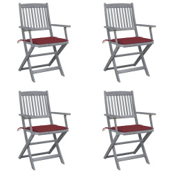 Cadeiras exterior dobráveis c/ almofadões 4 pcs acácia maciça