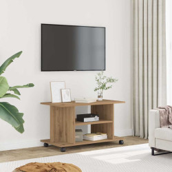 Móvel TV com rodas 80x40x45cm deriv. madeira carvalho artisiano